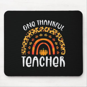 One Thankful Teacher Rainbow Pumpkin Fall Thanksgi Mouse Pad