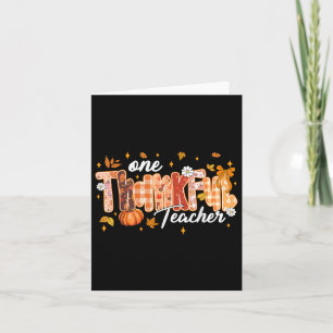 One Thankful Teacher Thanksgiving Pumpkin Fall Aut Card