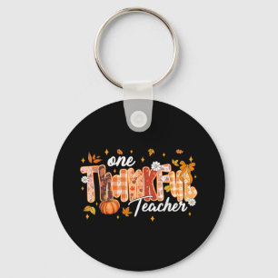 One Thankful Teacher Thanksgiving Pumpkin Fall Aut Key Ring