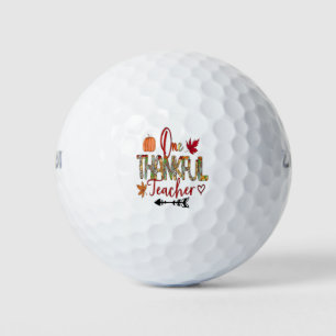 One Thankful Teacher Thanksgiving Pumpkin Leopard Golf Balls