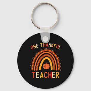 One Thankful Teacher Thanksgiving Rainbow Fall Tea Key Ring