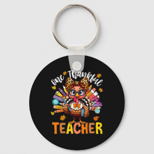 One Thankful Teacher Thanksgiving Turkey Cute Cray Key Ring