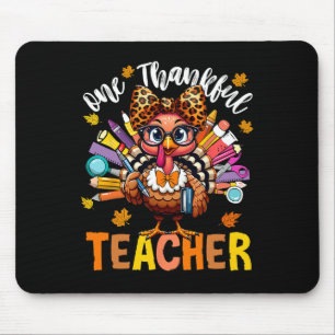 One Thankful Teacher Thanksgiving Turkey Cute Cray Mouse Pad
