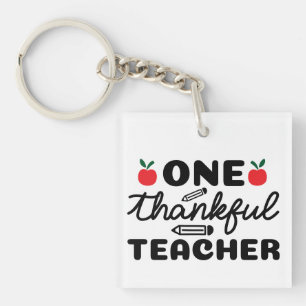 One Thankful Teacher Wordart Key Ring