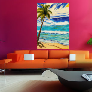One the beach in the summer AI Art Poster