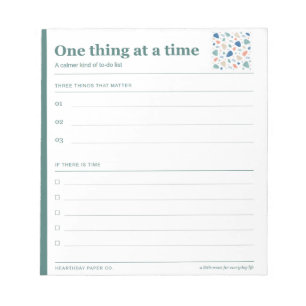 One Thing at a Time Daily Priorities Notepad