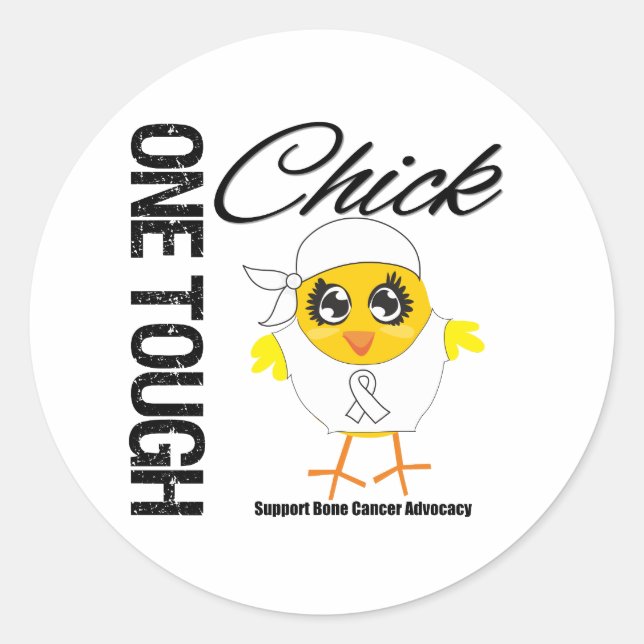 One Tough Chick Bone Cancer Warrior Classic Round Sticker (Front)