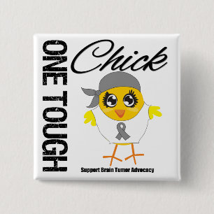 One Tough Chick Brain Tumour Warrior 15 Cm Square Badge