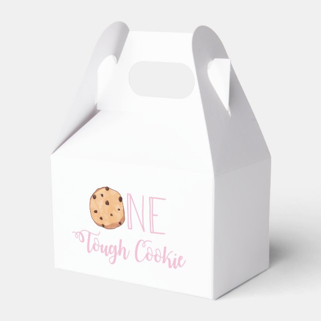 One Tough Cookie Pink Milk and Cookies Birthday Favour Box (Front Side)