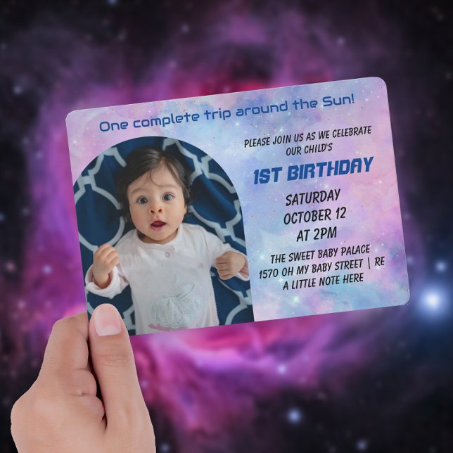 One Trip Around The Sun Photo Birthday Invitation (Creator Uploaded)