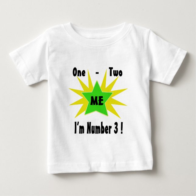 One Two Me Number 3 Baby T-Shirt (Front)
