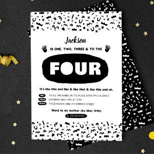 One Two Three & To The Four, 90s Hip Hop Birthday Invitation