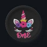 one unicorn birthday t shirt design paper plate<br><div class="desc">one unicorn birthday t shirt design</div>