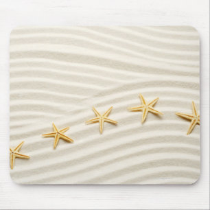One unstraight row of starfishes mouse pad