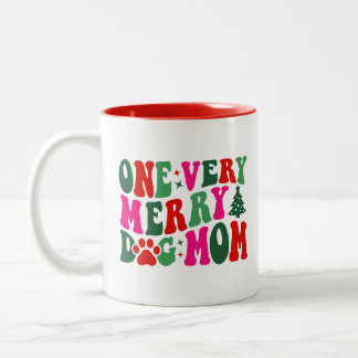 One Very Merry Dog Mum Christmas Day Photo Dog  Two-Tone Coffee Mug