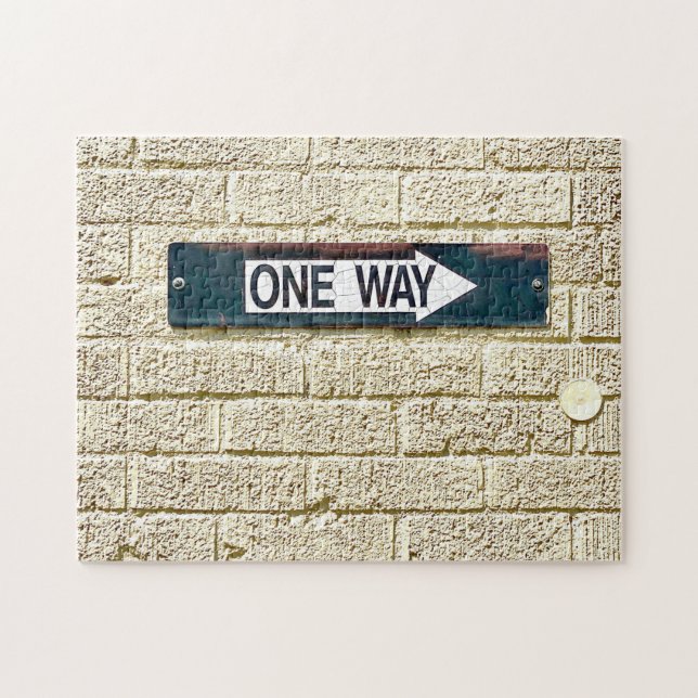 ONE WAY Arrow Traffic Sign Industrial Brick Wall Jigsaw Puzzle (Horizontal)