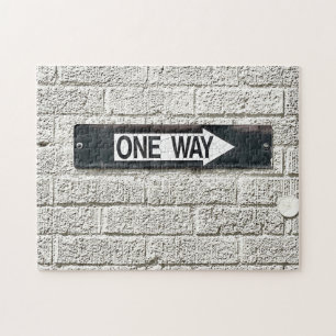 ONE WAY Arrow Traffic Sign Industrial Brick Wall Jigsaw Puzzle