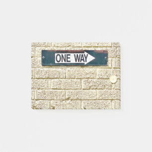 One Way Sign Brick Industrial Signage Black Ink Post-it Notes