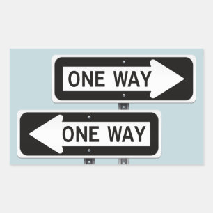 One way sign rectangular sticker