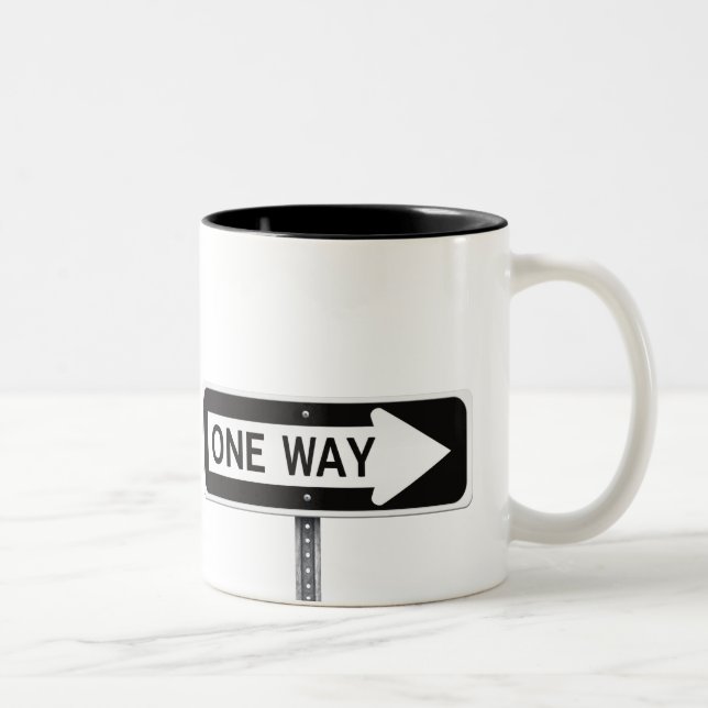 One way sign Two-Tone coffee mug (Right)