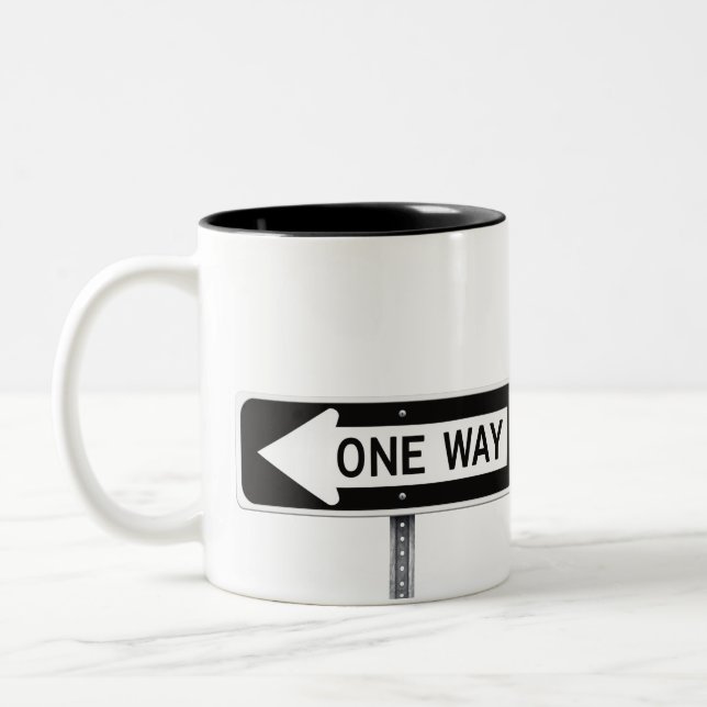 One way sign Two-Tone coffee mug (Left)