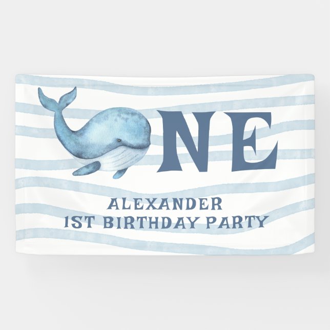 ONE WHALE 1st Birthday Under The Sea Banner (Horizontal)