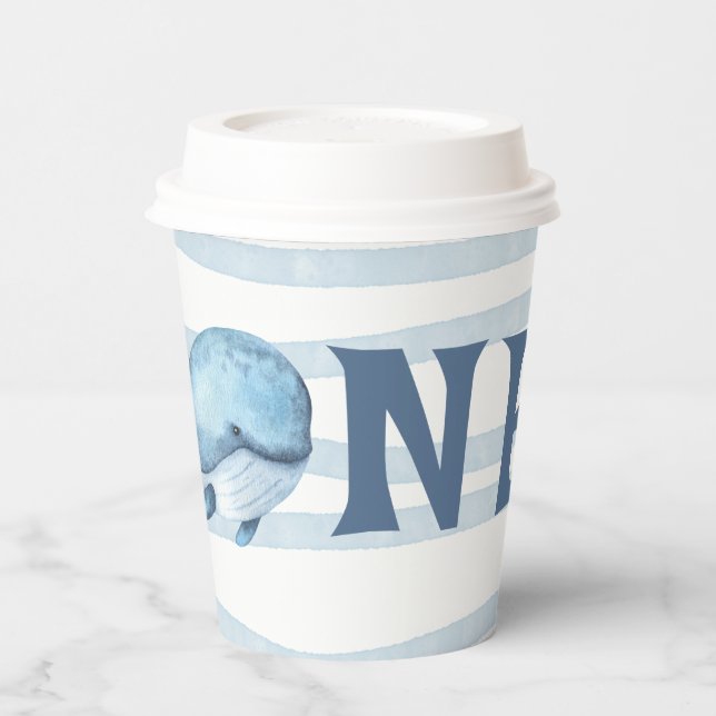 ONE WHALE 1st Birthday Under The Sea Paper Cups (Left)