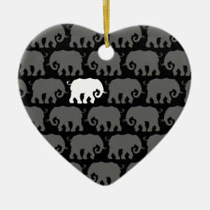 One White Elephant in a Herd Ceramic Tree Decoration