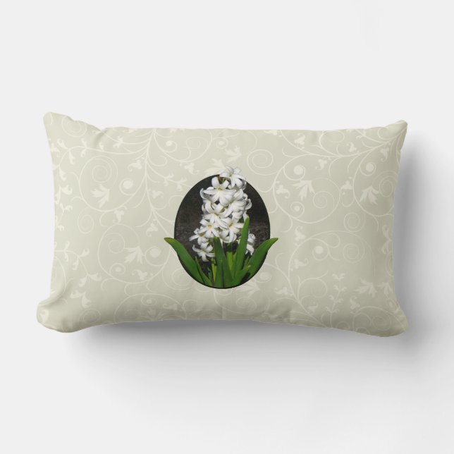 One White Hyacinth Lumbar Cushion (Front)