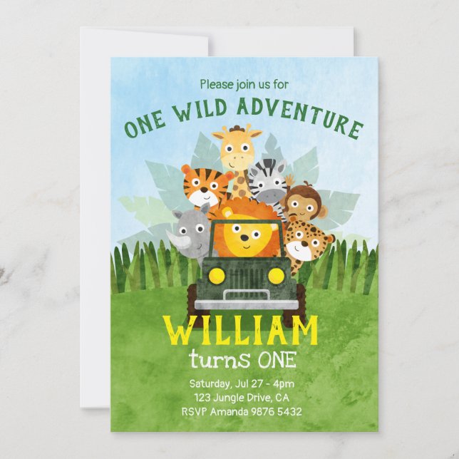 One Wild Adventure | Wild One | First Birthday Invitation (Front)