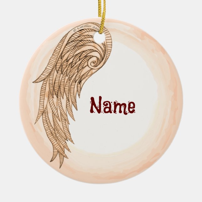 one wing angel ceramic ornament (Front)
