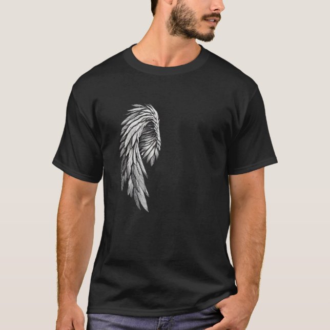One Winged Angel Gothic Fantasy Gamer Back Print T-Shirt (Front)