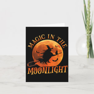 One Witch Riding Broom Halloween Magic  Card