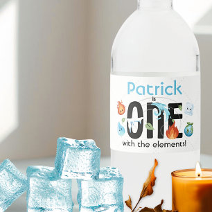 ONE With The Elements First Birthday Water Bottle Label