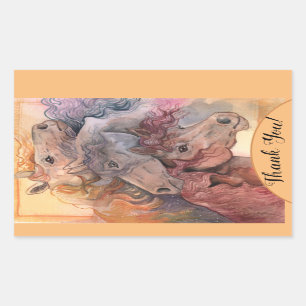 One with the Herd Watercolor Horses Rectangular Sticker