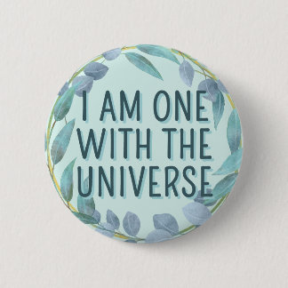 One With The Universe Blue Botanical Affirmation 6 Cm Round Badge