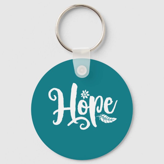 One Word That Say Hope Cursive Calligraphy Key Ring (Front)
