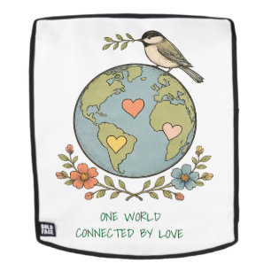 One World Connected by Love Cute Globe Backpack