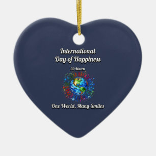 One World Many Smiles. Day of Happiness. Ceramic Ornament