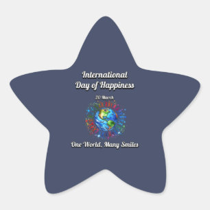 One World Many Smiles. Day of Happiness. Star Sticker