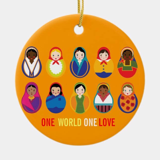 One world One Love Multicultural Ornament (Front)