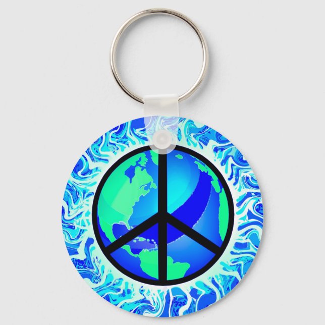 One World Peace Sign Key Ring (Front)