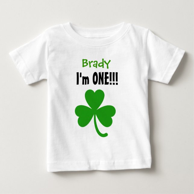 One Year 1st Birthday Lucky Shamrock V05 Baby T-Shirt (Front)