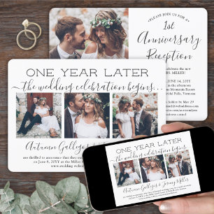 One Year Anniversary Reception 4 Photo Wedding Invitation