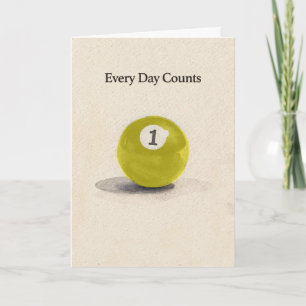 One Year Anniversary Sobriety Pool Ball  Card