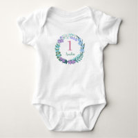 One Year Birthday Lilac Blue Floral Wreath