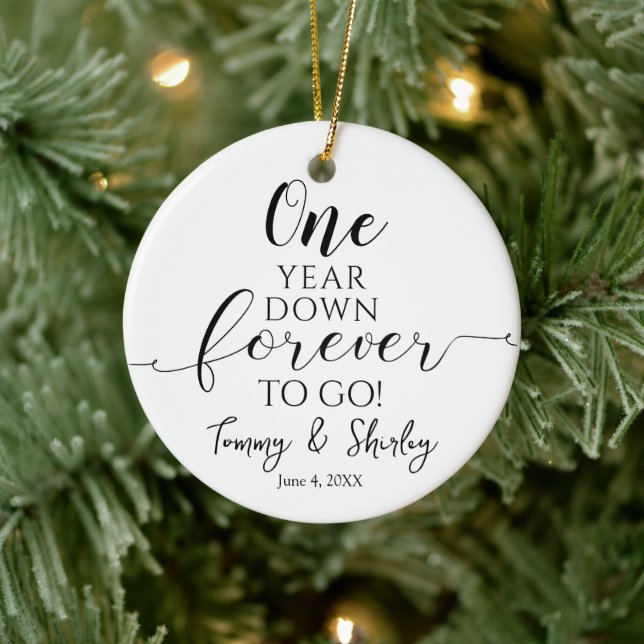 One Year Down Ornament – First Christmas Married (Tree)