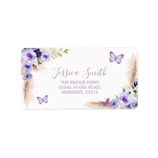 One Year Fluttered Butterfly 1st Birthday Address Label (Front)