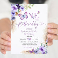 One year fluttered Butterfly First Birthday Floral