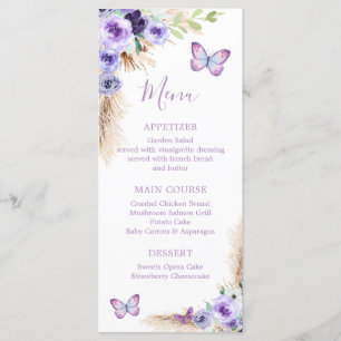 One Year Fluttered Butterfly First Birthday Floral Menu